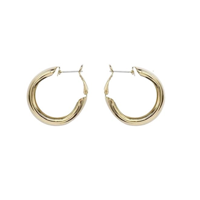 Metallic Sier Geometric Hoop Korean Niche Design Versatile Gold Earrings Fashion Internet Celebrity Same Style Ear Clips