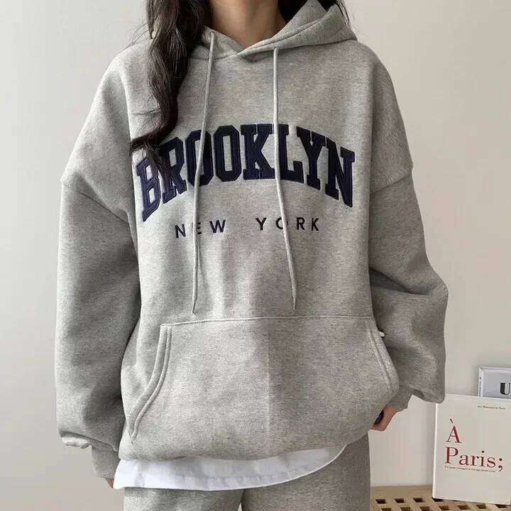 Streetwear Brooklyn Letter Printed Hoodie Women Sweatshirt Warm Full Sleeve Fashion Hoodies Ladies Winter Haruku Tops Clothes