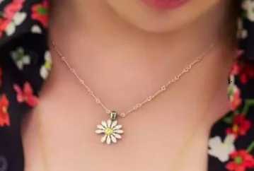 Dainty Daisy Necklace with Diamond Accents Elegant Boho Chic Jewelry for Women and Girls Z250910