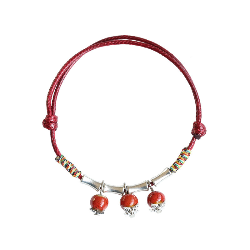 Bamboo Knot Bracelet for Women Artistic Woven Bracelet Jingdezhen Ceramic Bracelet Porcelain Bead Jewelry Friend Small Accessories 250726