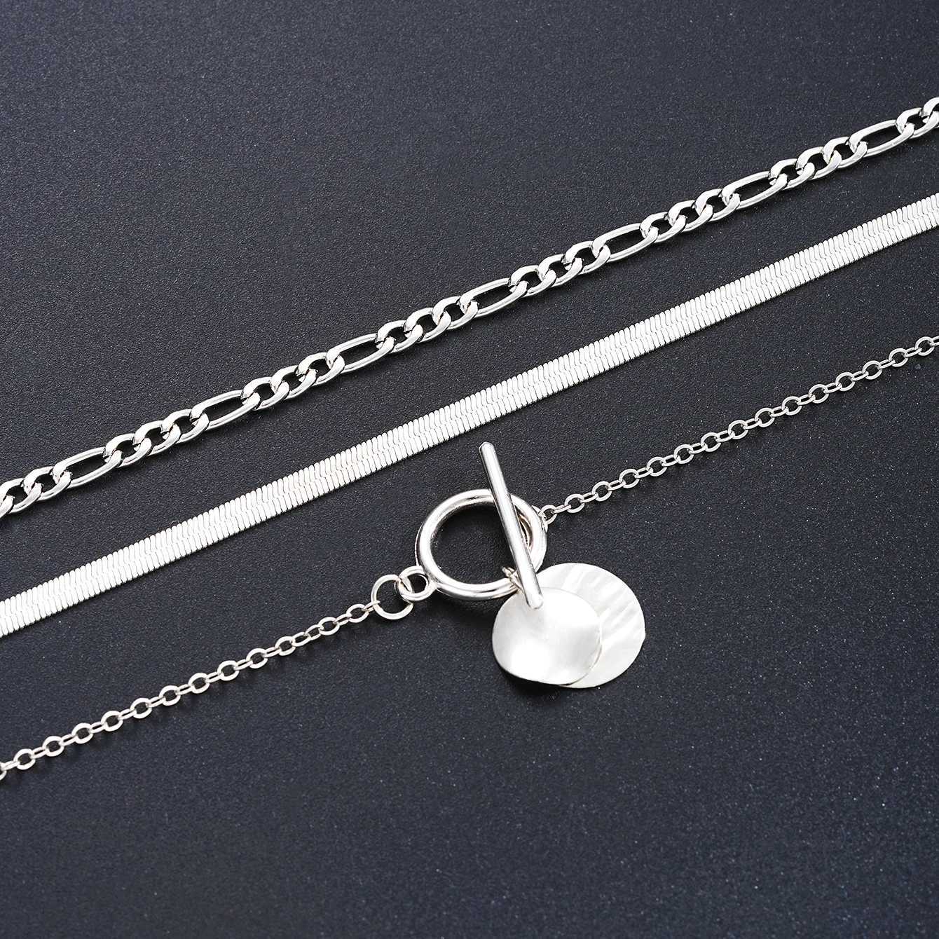 MultiLayer Coin Pendant Necklace Set for Women and Men Silver Tone Stackable Chain Necklaces Party and Everyday Fashion Z250910
