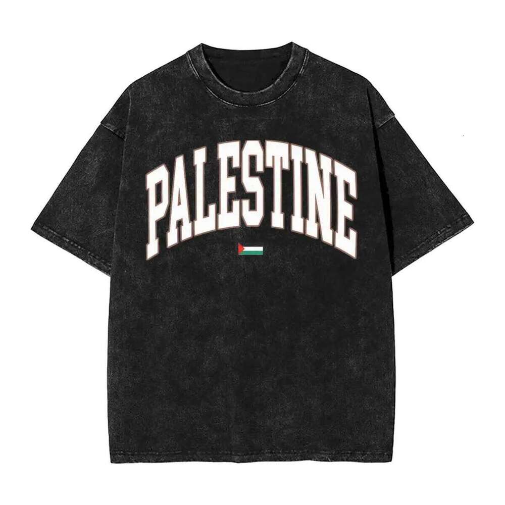 Palestines Flag T Hip Hop Washed Short Sleeve Haruku T-Shirt Fashion for Men Women Tops Streetwear Summer Tee Shirt