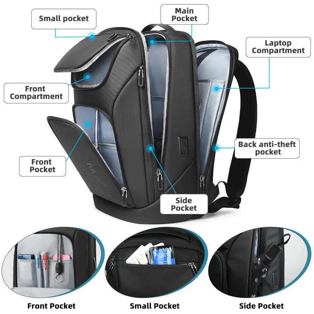 Heroic Knight Business Backpack for Men Waterproof Travel 17.3 Laptop Backpack High Capacity Multifunctional Pack USB Charging S250728