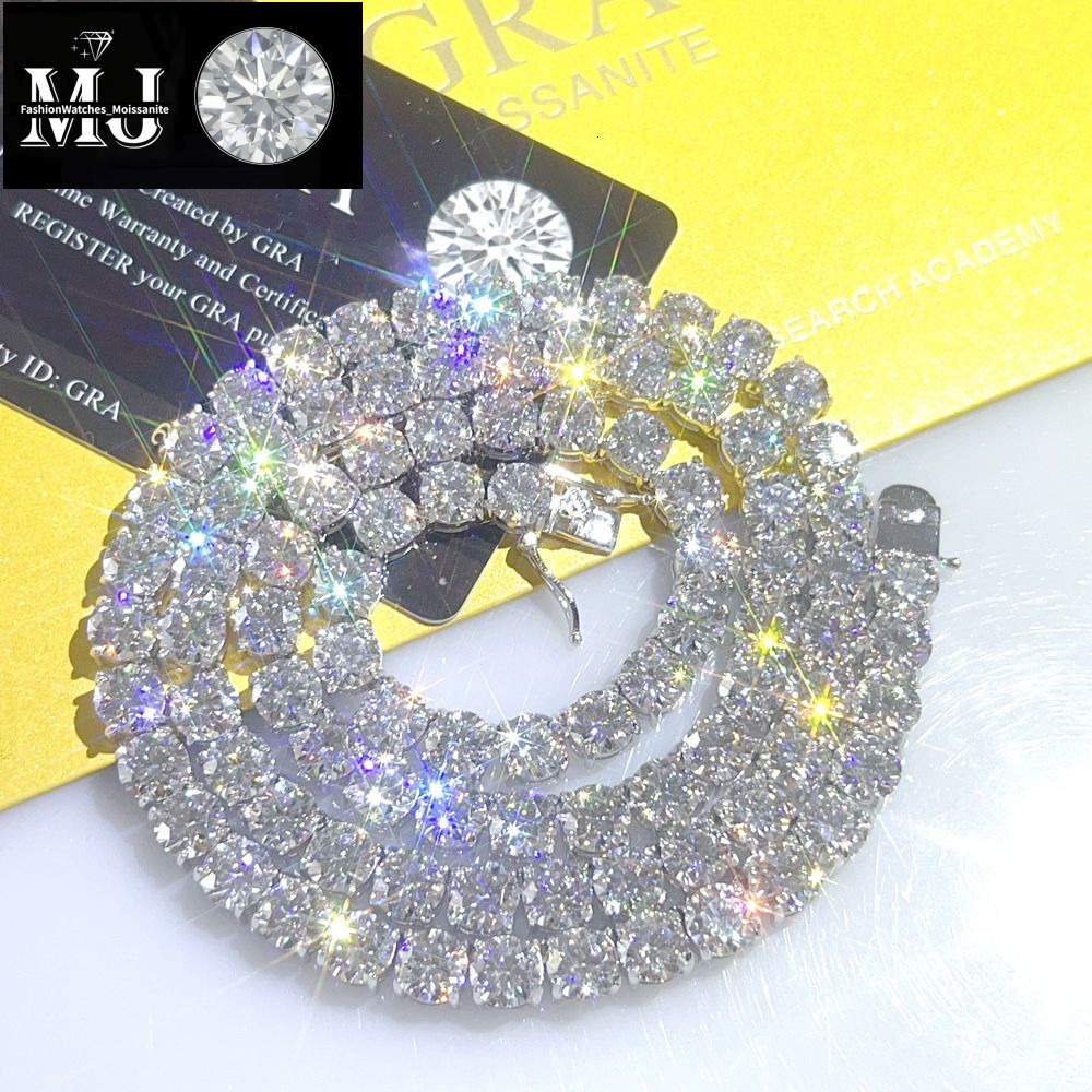 Fine jewelry sterg sier vvs moissanite necklace dia mossanite tennis chain