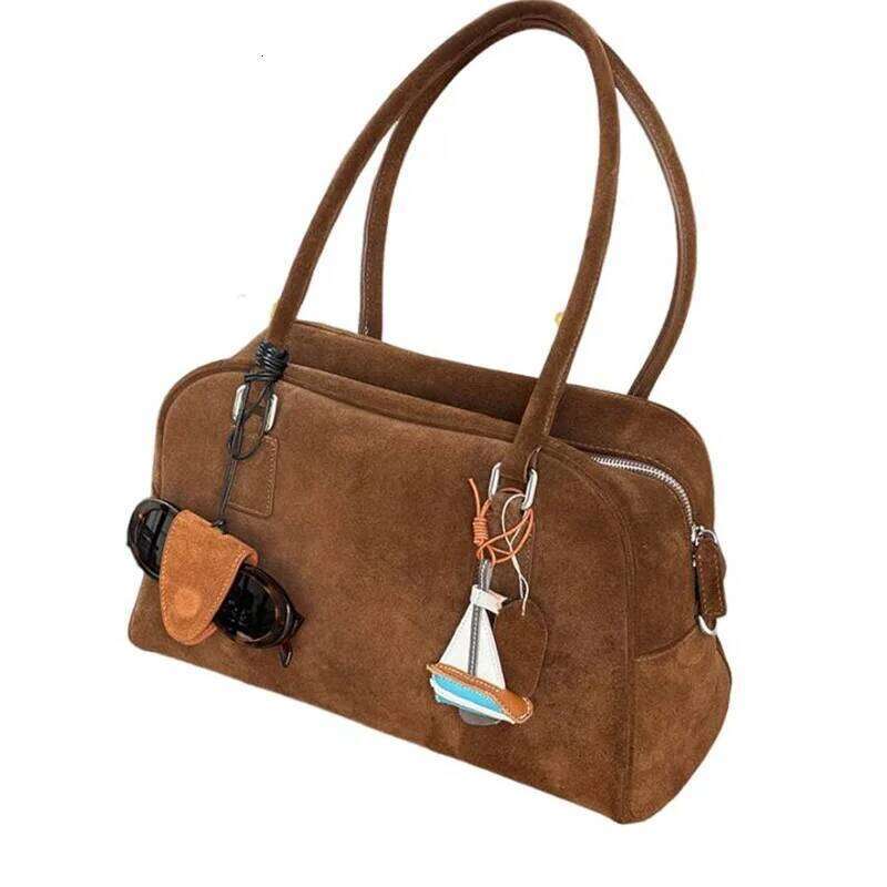 Women Suede Shoulder Autumn and Winter Vintage Large Capacity Tote Bags Casual Shopper Commuter Bag Retro Handbags Purse