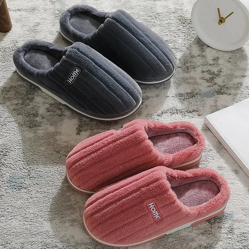 Men Big Size 48 49 Winter Warm Slippers Women Soft Plush Furry Shoes Casual Flats Home Couples Bedroom Anti-Slip Slides 250725