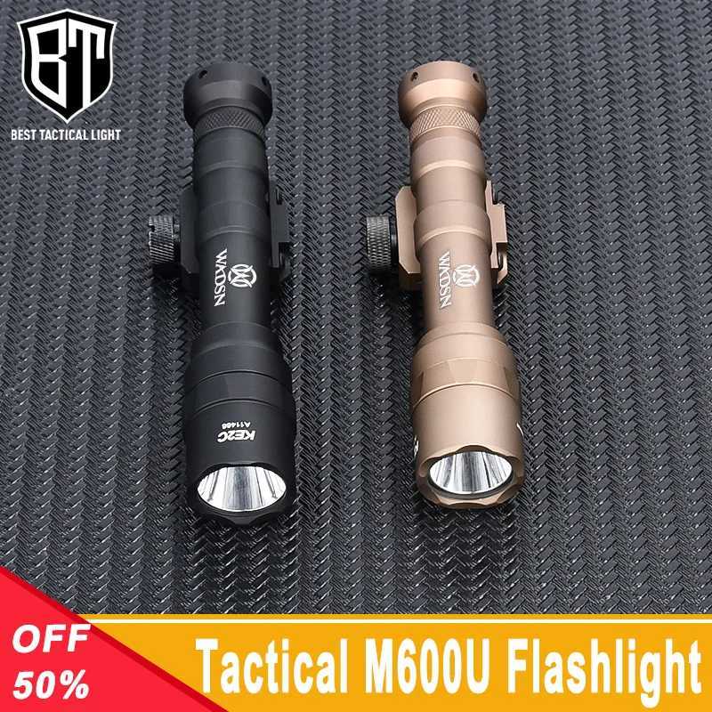 Tactical M600 M600U WADSN Flashlight 600 lumens White Light Tail Cover Pressure Switch Fits 20mm Rail Hunting Airsoft Accessory XJ250728