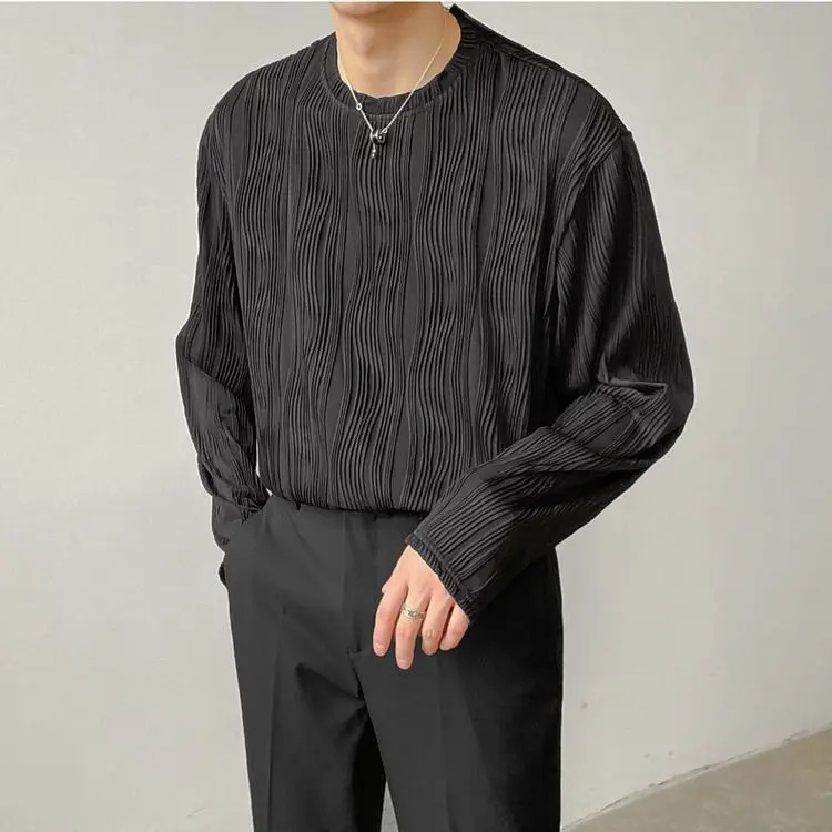 Spring Autumn Mens Long Sleeve Round Neck Loose TShirt Casual Base Layer 250729