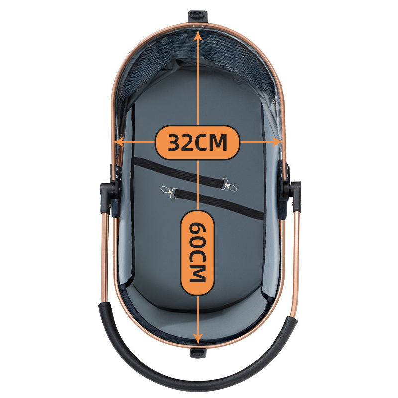 Pet stroller with 4 wheels, foldable pet travel harness, suitable for small/medium-sized dogs and cats, detachable portable pet bag