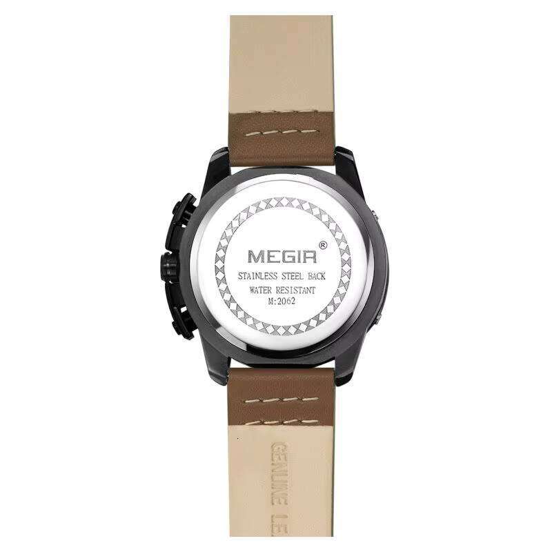 MEGIR Men's Oversized Chronograph Watch - 47mm Genuine Leather, Waterproof, Multi-Function - Bulk Wholesale Watch