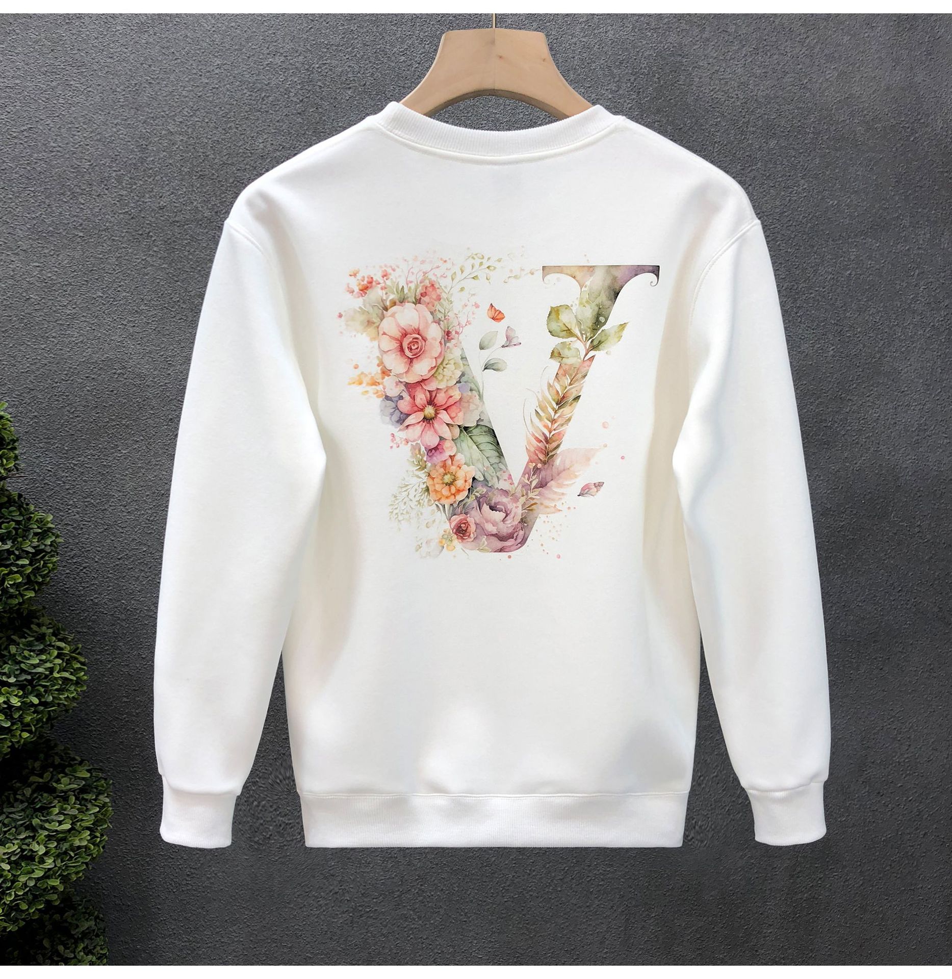 Men's Light Luxury Printed Sweatshirt Trendy Brand Stylish Spring Top 2025 Winter New Style Men's Base Layer M-5XL white black