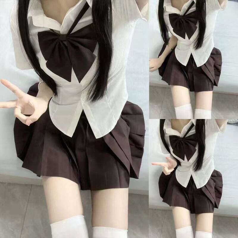 Designer T Shirt Original JK Uniform Set For Female Students, Pure Desire Style Shirt, Waist-Cinching Slimming JK Shirt, Pleated Skirt Two-Piece Set