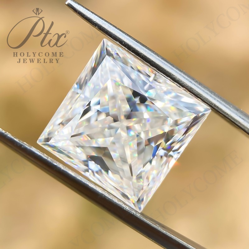 New EU Quality Rare Princess Cut Moissanite VVS Loose Stone 0.3-10ct Super White GRA Certified Princess Square Shape Moissanite Pass Tester Diamonds