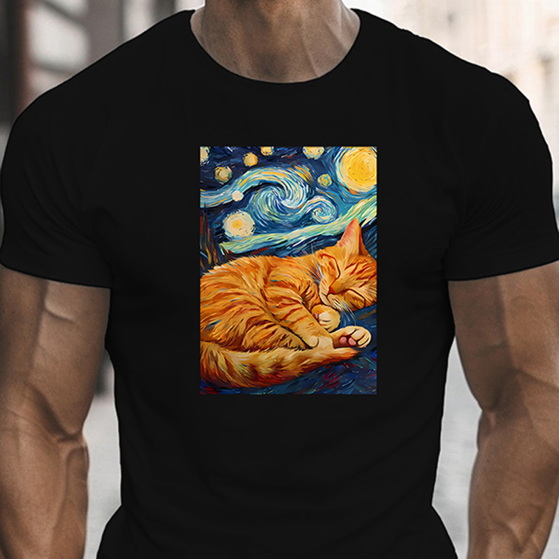 Fashion Forward Mens Cotton Tee Trendy Graphic Patterned Shirt for Everyday Wear(Suitable for young men and women)