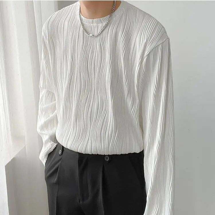 Spring Autumn Mens Long Sleeve Round Neck Loose TShirt Casual Base Layer 250729