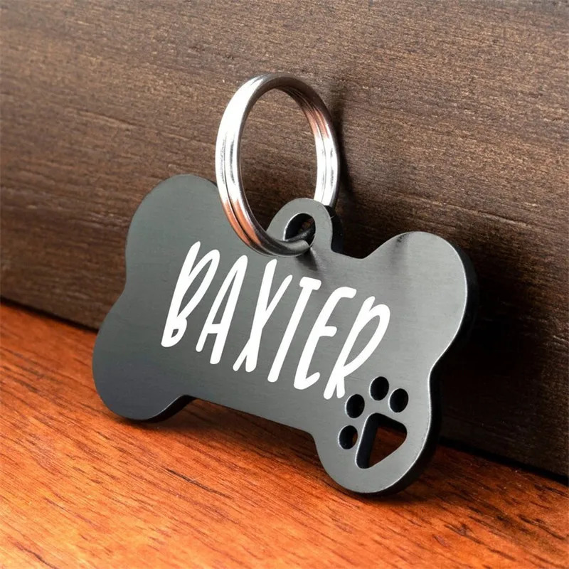Stainless steel Personalized Engraving Anti-lost Dog ID Tag Customized Pet Name Puppy Collar Dog Cat Bone Tags Pet Supplies 250729