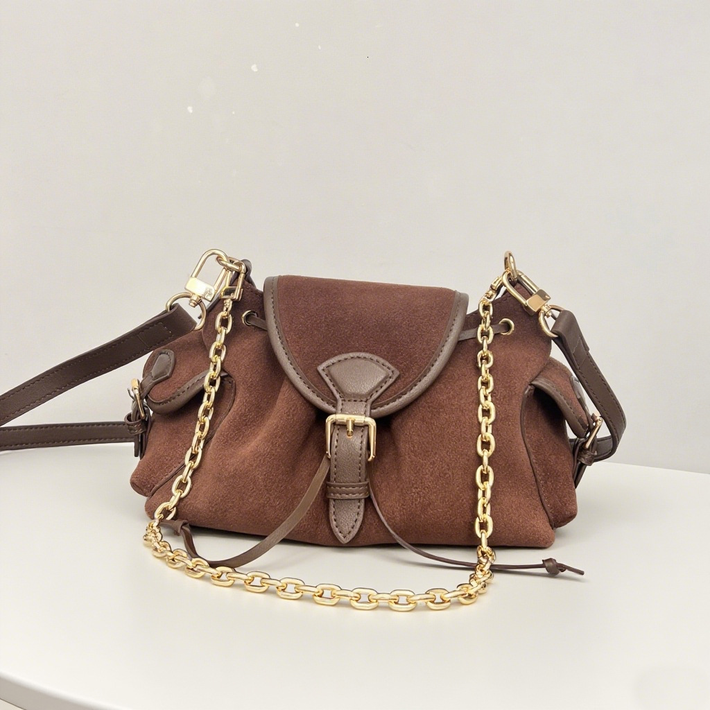 2025 New Chain Shoulder Top Layer Cowhide Genuine Leather Women's Crossbody Cloud Bag High-End Custom Order
