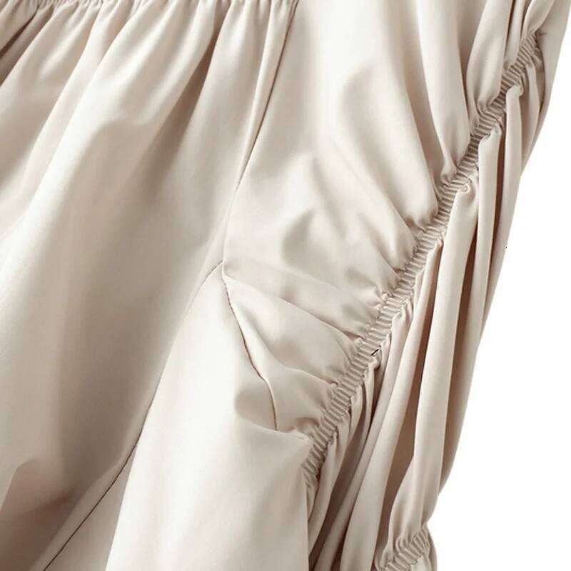 Elegant Pleated Long Skirt For Slim Women Casual High Waist Solid Color Asymmetrical Black Flared Skirts Spring Saias SK505