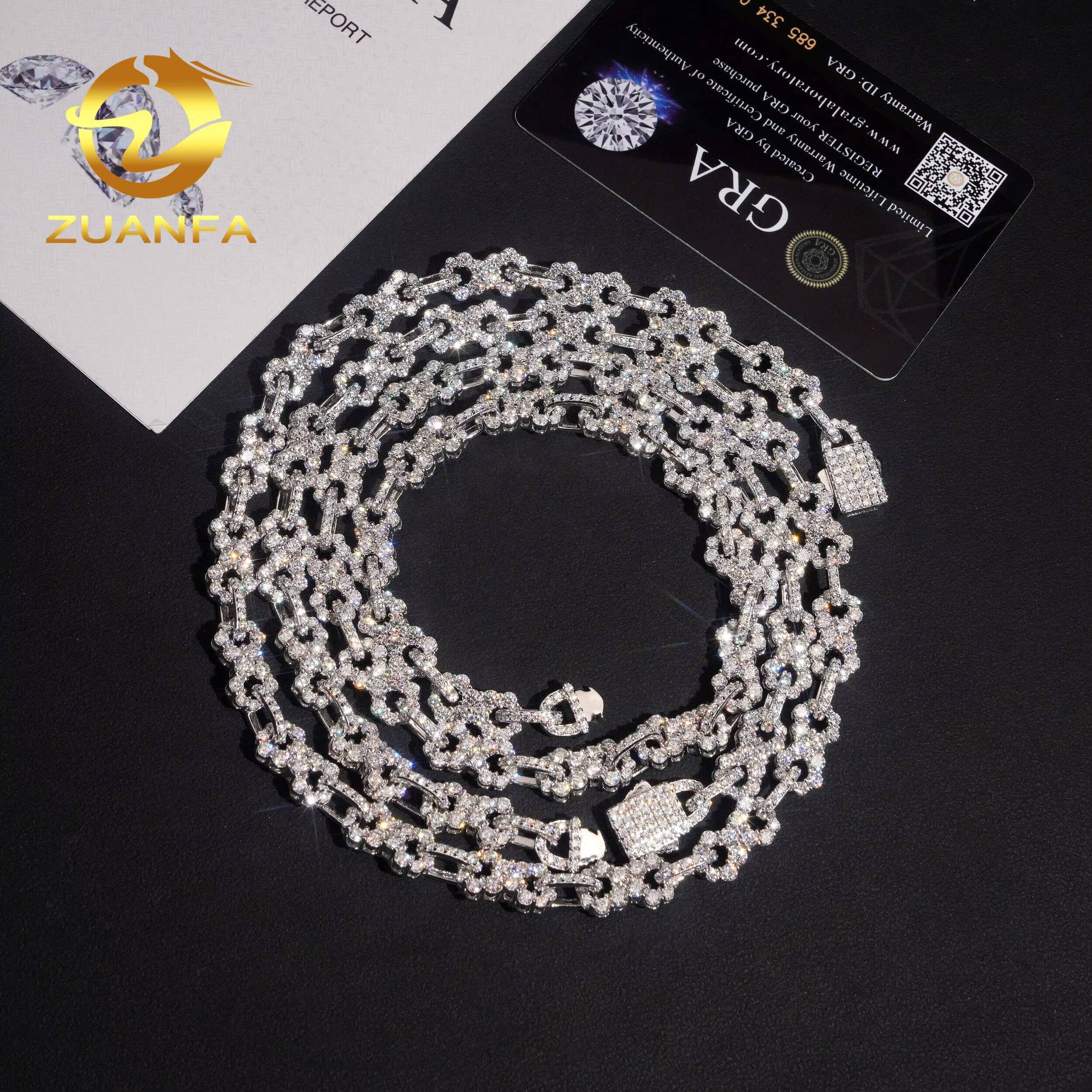 New Arrivals Iced Out Jewelry 8.5mm 925 Silver Pass Diamond Tester Moissanite Infinity Chain Necklace