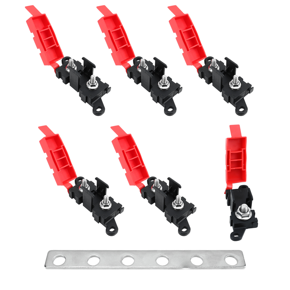 Universal High Ampacity BDFS 1-7 Position Fuse Panel w/ Multi-Amp Fuses Fits Vehicles and Mobile Systems