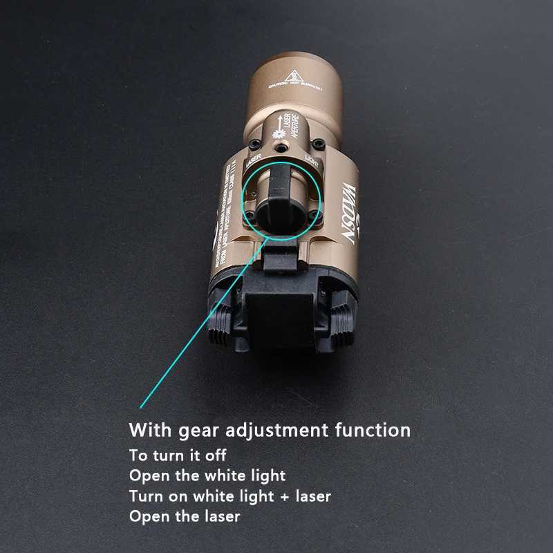 Wadsn X300 X400 Red Green Dot Flashlight Tactical X400U PistolLight X400V Strobe Hunting Spotlight White LED X300 Scout Light R250728