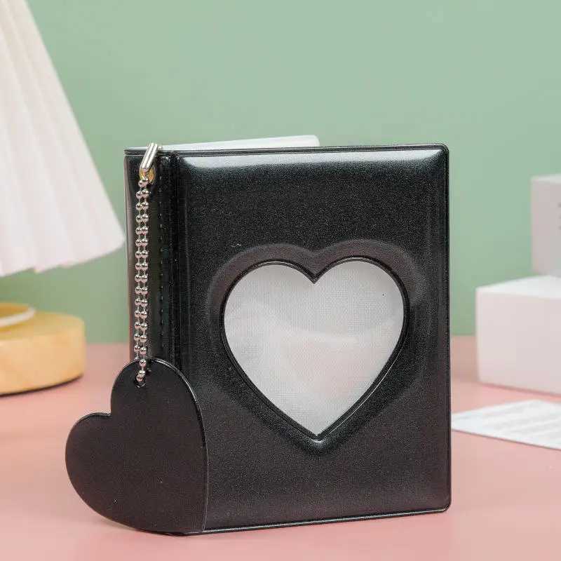 New 3-inch Solid Color Photo Album Love Hollow Photocard Holder with Heart Pendant Kpop Idol Cards Collection Book Album Z250729