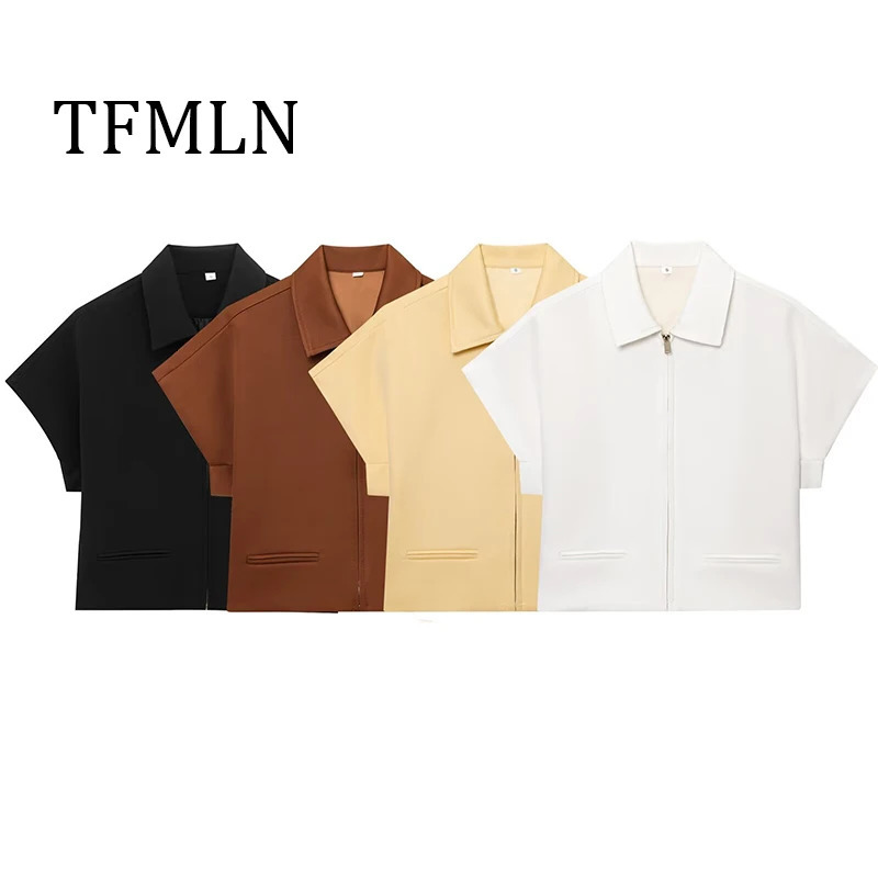 Spring Women Fashion Short Loose Jackets Zipper Sleeve Coats Elegant Bomber Outerwear 250729