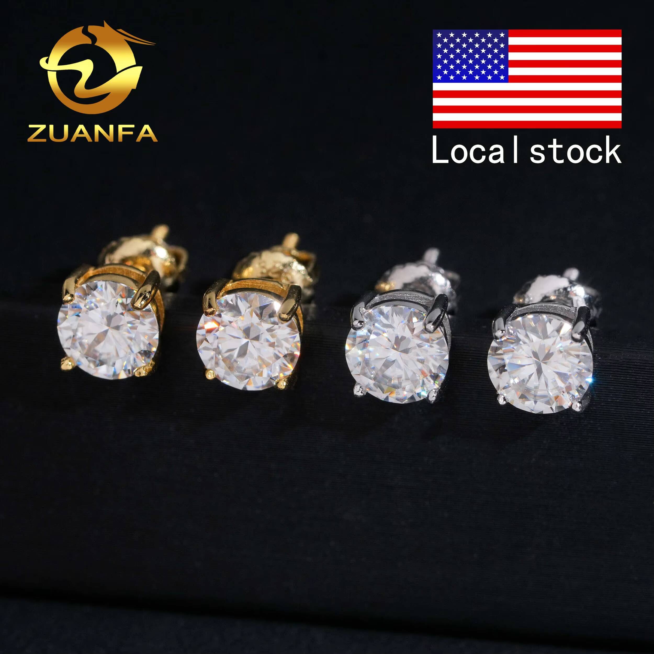 Fast Shipping Regular Classic 6.5mm 925 Sterling Silver D Color VVS Moissanite Stud Earrings