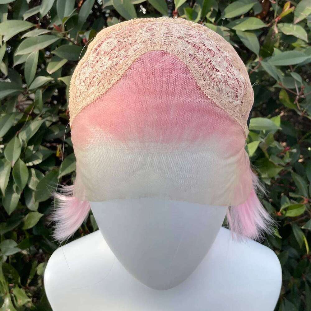 Light Pink Short Bob Cut Women Cosplay 13X4 Lace Front Human Wigs For Men Glueless Synthetic Hair Heat Resistant Free Part 150%