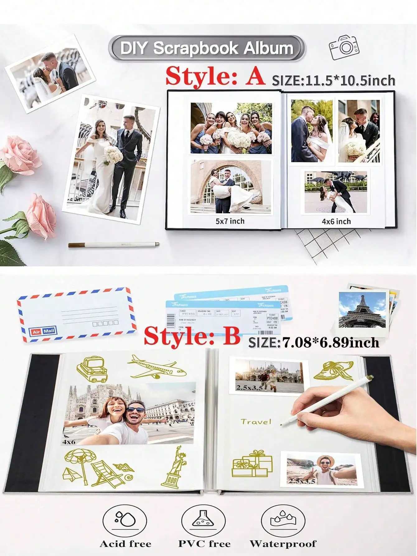 1pc DIY Linen Scrapbook Photo Album with Self-Adhesive Pages for 2x3 4x6 5x7 8x10 Pictures DIY Photo Book Family Anniversary Z250729