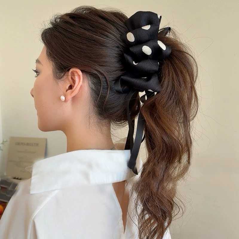 New Fabric Bow Banana Clip High Ponytail Hair Grip Clip Female Vintage Vertical Hairpin Top Clip Hair Accessory Female Z250729