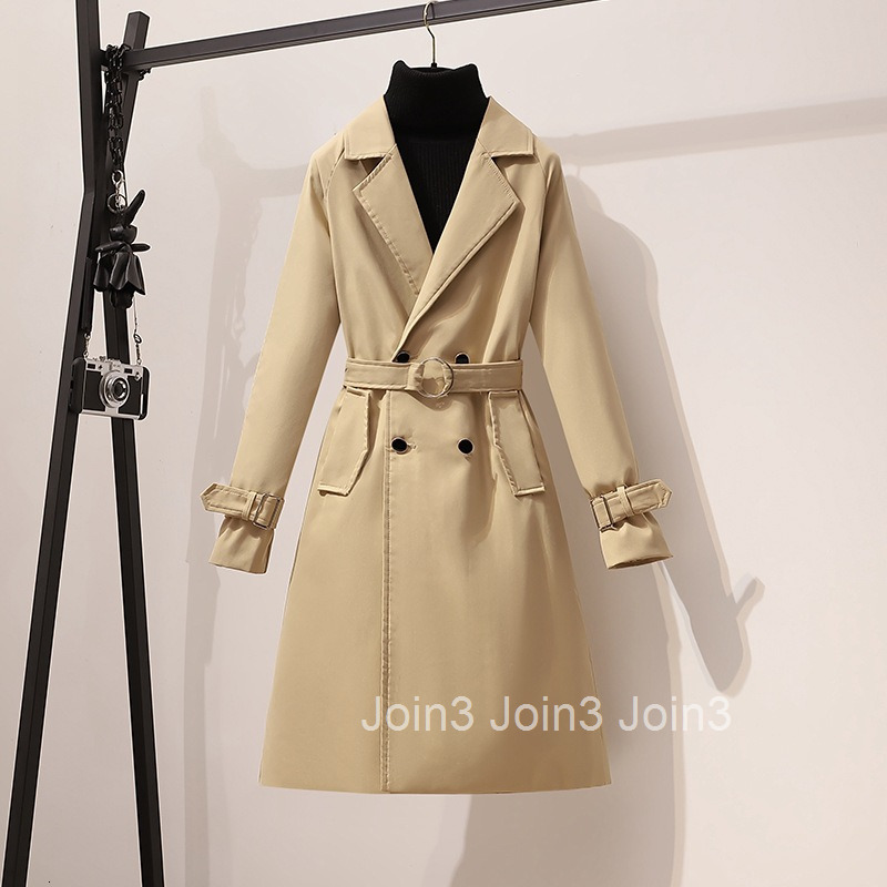 Plus Size Womens Trench Coat Mid-Length Jacket Autumn Winter Fashion Slim Fit Elegant Slimming Coat