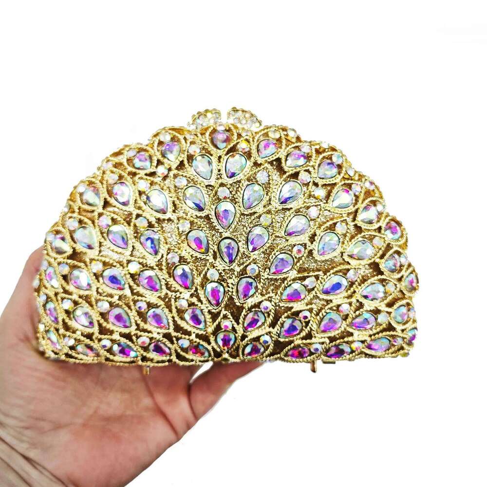 XIYUAN Lady Multi Color Gems Clutch Crystal Evening Handbag Women Party Prom Bag Bridal Clutches Wedding Purse for Banquet