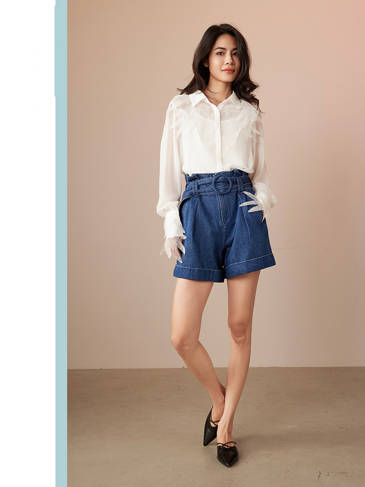 Womens Elegant White Tops and Blouses Dressy Casual Lace Stitching Top Versatile Fashion White Shirts Female 6112598