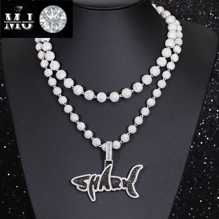 Yu Ying designer necklace Solid Sier 4mm 8mm 10mm Wide Vvs Round Moissanite Ball Shape Cuban k Chain for Hip Hop Jewelry