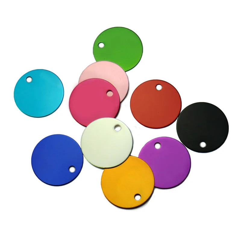 Wholesale 100Pcs Round Tags Dog Pet Id Tags Aluminum Anodizing NamePlate Engraved Dog Number ID Tag Card Charm Personalized 250729