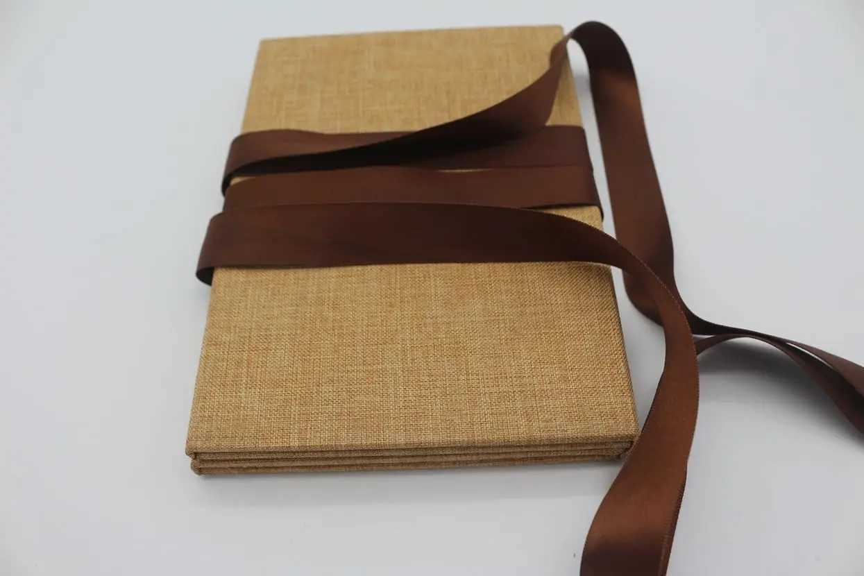 Retro Spiral Photo Album 4-Page Pasted Personalized Family Album Mini Baby Photo Album Linen Cover Wedding Family Z250729