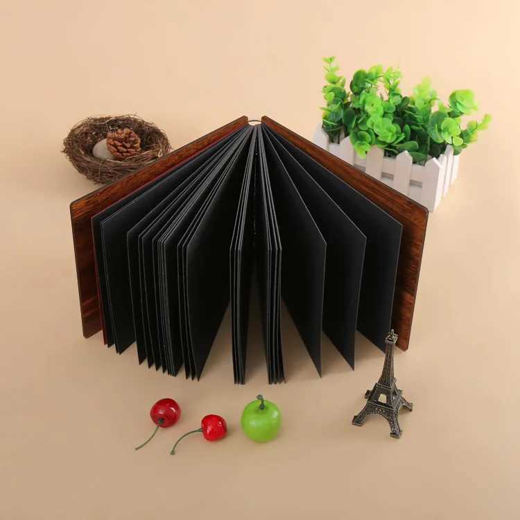 8 inch Vintage Wooden DIY Self Adhesive Black Cards Photo Scrapbook Baby Paper Books Albums Album for Photos Z250729