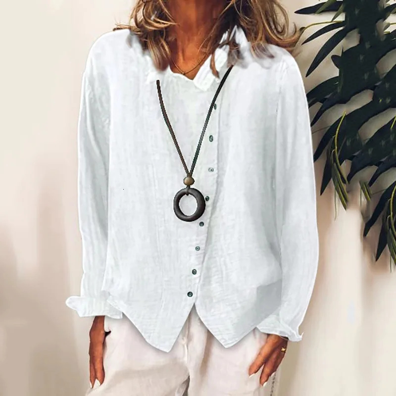 Leasure White Yellow Shirts Button Lapel Tops Lady Loose Long Sleeve Simple Shirt Womens Blouses Casual Tunic Blusas Chemise 250729