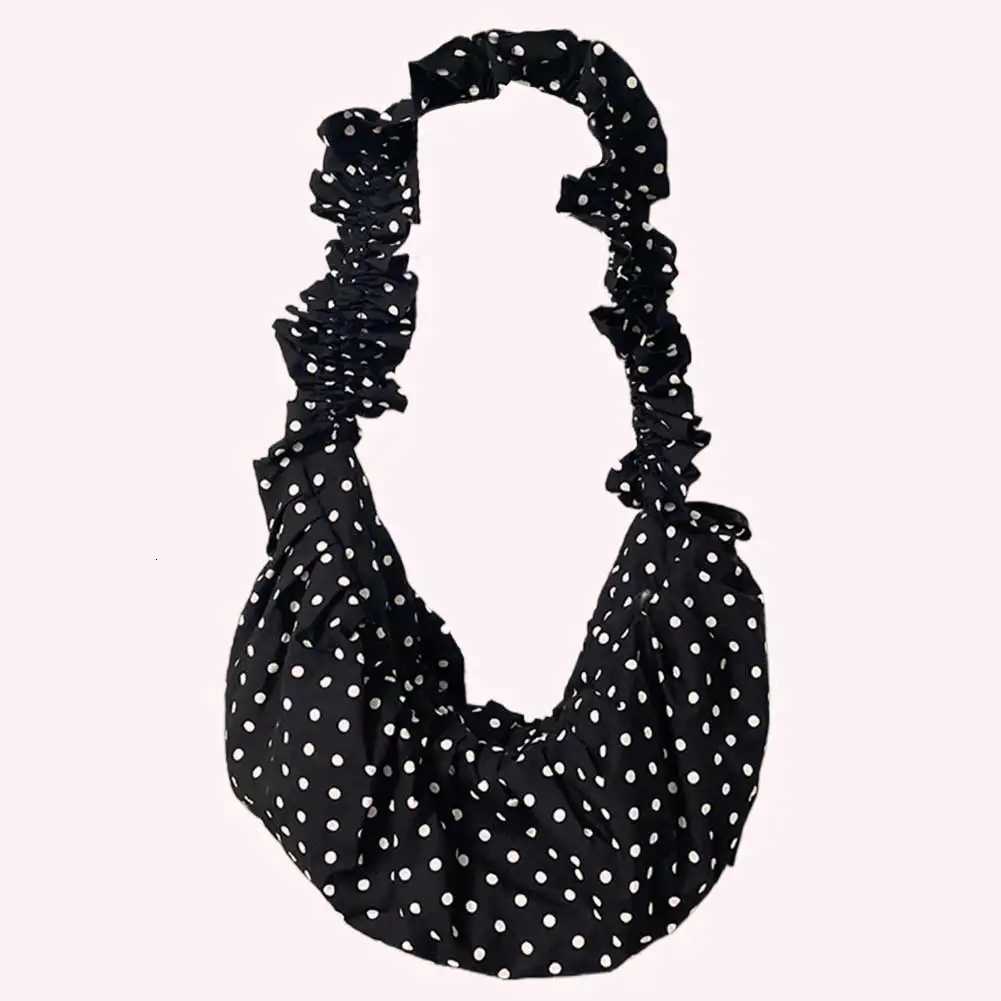 Women Cloud Hobo Bag Large Capacity Polka Dot Fashion Shoulder Bag All Matched Pleated Dumpling Bag for Party Vacation Y250730