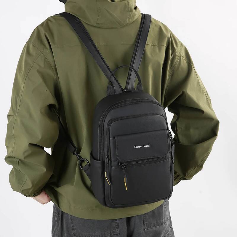 Fashion Men's Small Daypack High Quality Soft PU Leather Male Backpack Casual Teenager Zippered Straps Chest Crossbody Bag high-quality