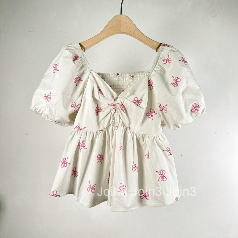 Sweet and Spicy Fairy Style Bow Tie Short Sleeve Shirt for Women Summer New Niche Design Short Top for Women