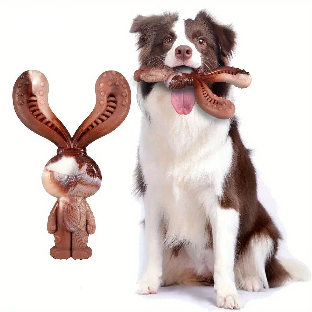 Indestructible Dog Chew Toy Nylon Rabbit Shaped Beef Flavor For Medium And Large Dogs 30120lb Strong Chewing 250729