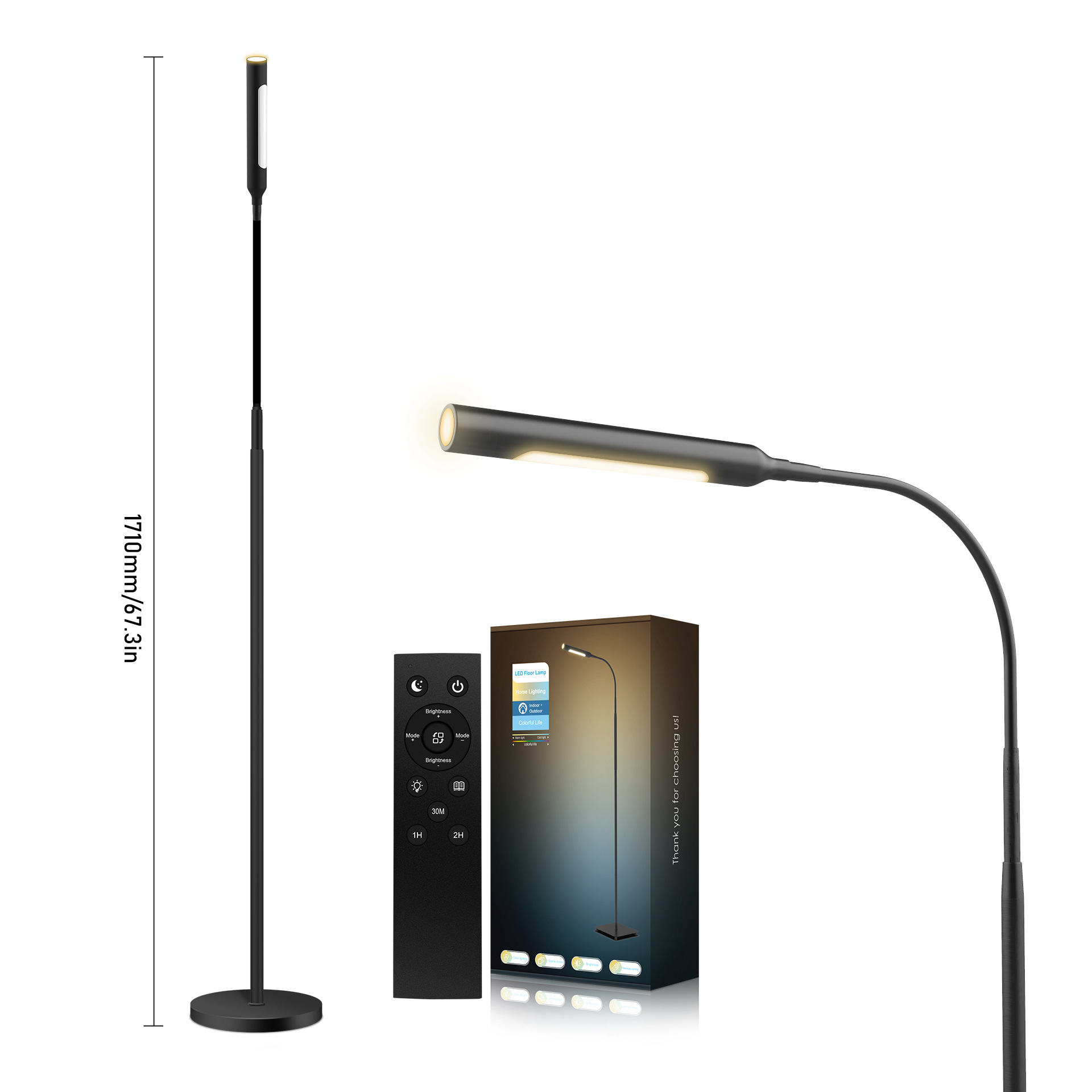 High - Performance Dual - Head LED Floor Lamp for Ambient Lighting - Wireless Remote - Controlled, Perfect for Sofas & Relaxing Zones-HCP072