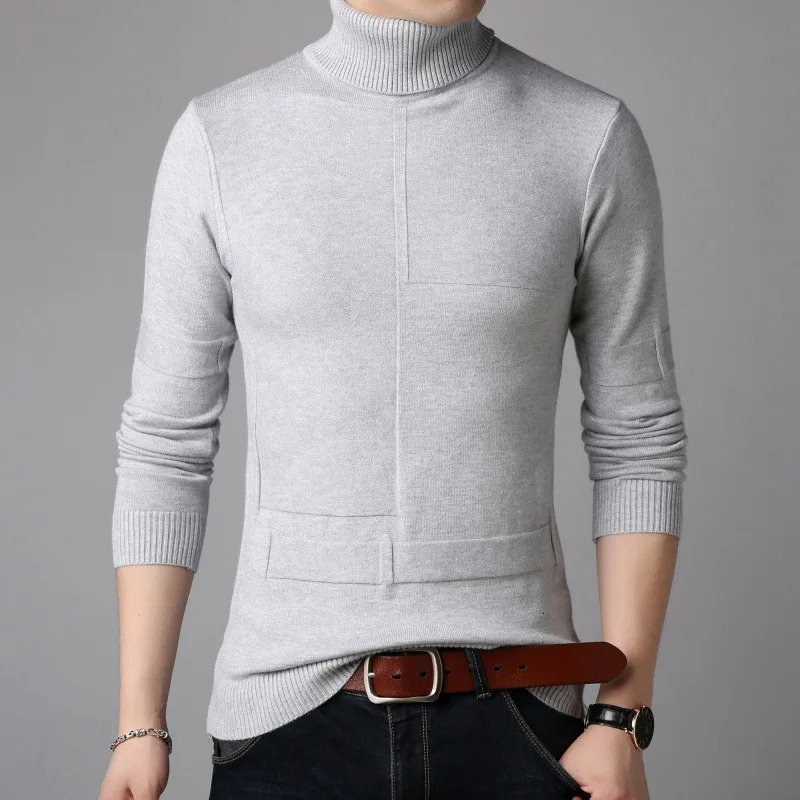 Winter Turtleneck Sweater Men Warm Solid Knitted Pullovers Mens Sweaters Slim Fit Pullover Knitwear Clothing 250729