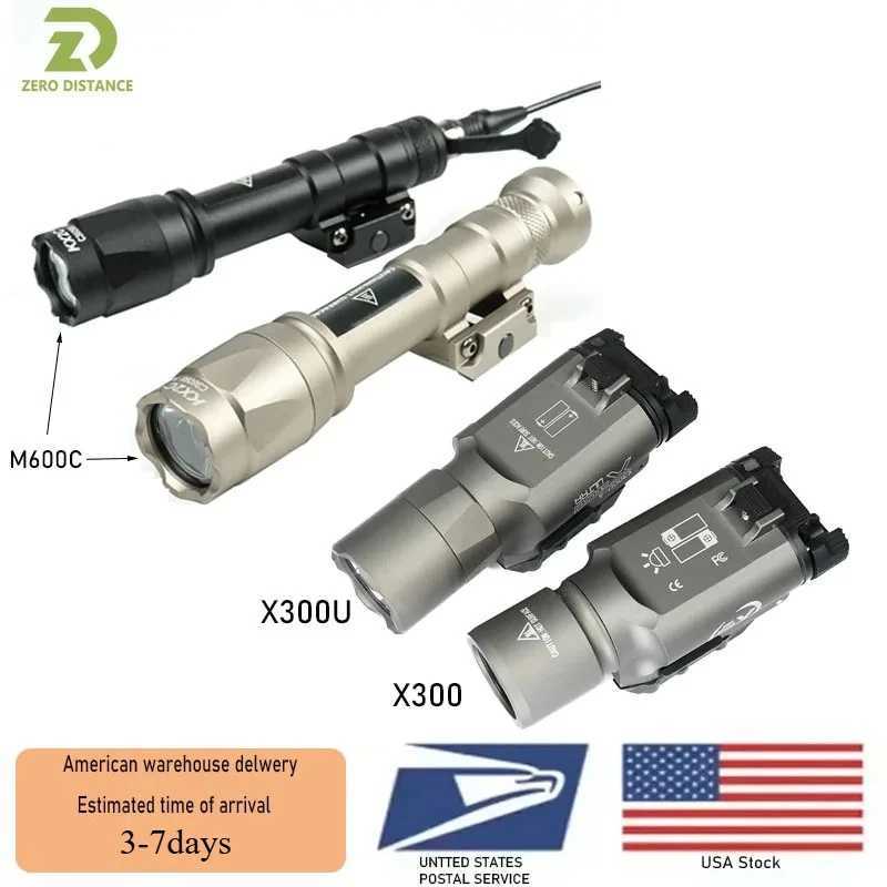 Tactical SF X300 X300U Ultra Metal Flashlight Strobe Scout Light M300C M600C PEQ Airsoft Hunting Weapon Flashlight Fits 20mm Rail R250728