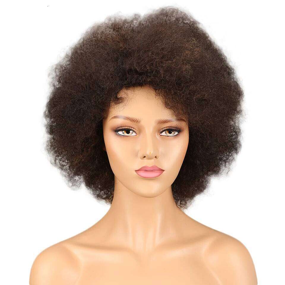 Brazilian Afro Kinky Curly Bob P4/30# 200% Density Remy Human Hair Brown Color P2/33# F1B/99J Wigs With Bang For BlacK