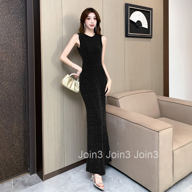 Summer New Shiny Tight Long Dress Bodycon Dress