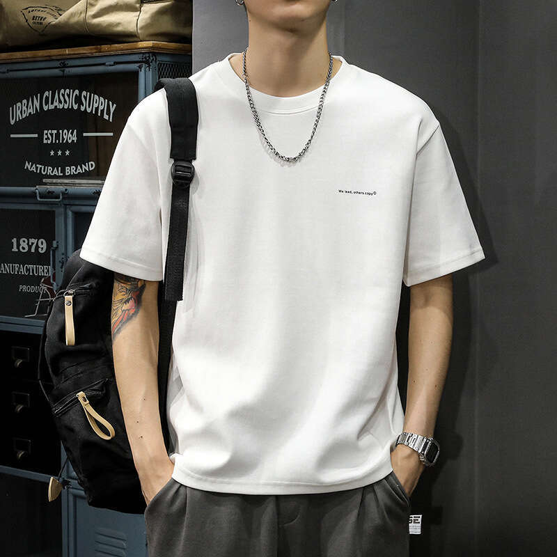 Designer T Shirt Heavyweight Short Sleeve T-Shirt For Men, Summer New American Style Pure Cotton Trendy Base White Loose Half Sleeve Tee Graphic Tee T