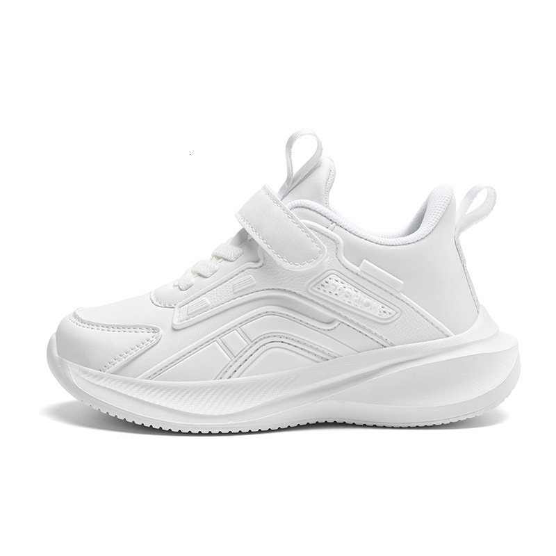 Sneakers Boys' Sports Casual Leather Non-Slip for Older Children Trendy Girls' White Shoes